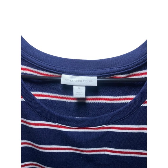 NWOT. Charter Club Womens‎ Medium Striped Dress Drawstring Waist Pockets - Picture 2 of 6